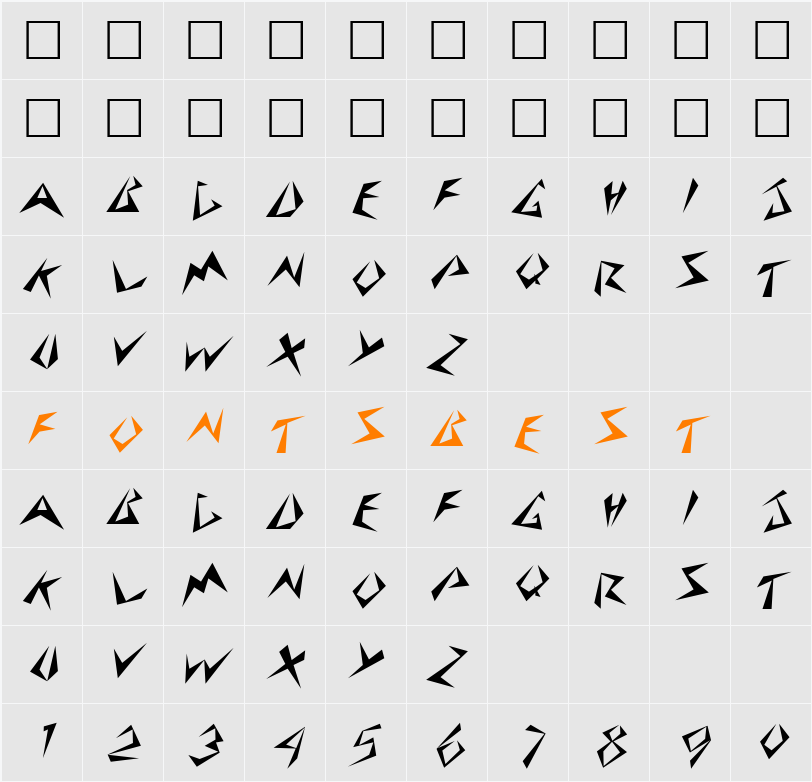 StingerSkewed Character Map