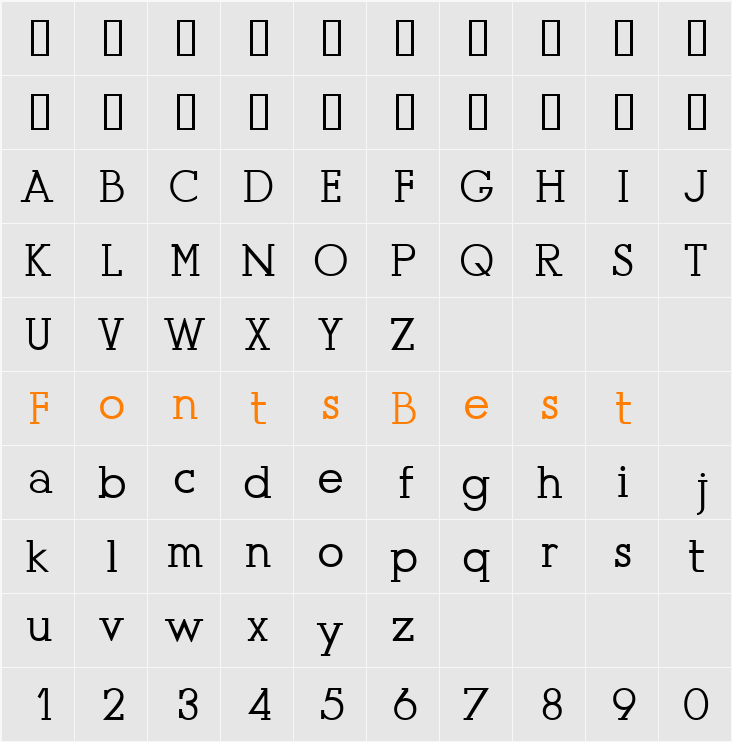 Presse (Unregistered) Character Map