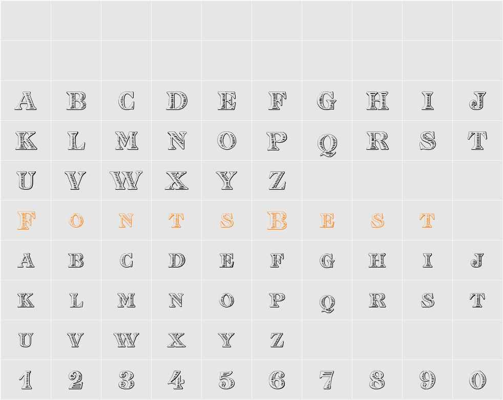 Eingraviert Beveled Character Map