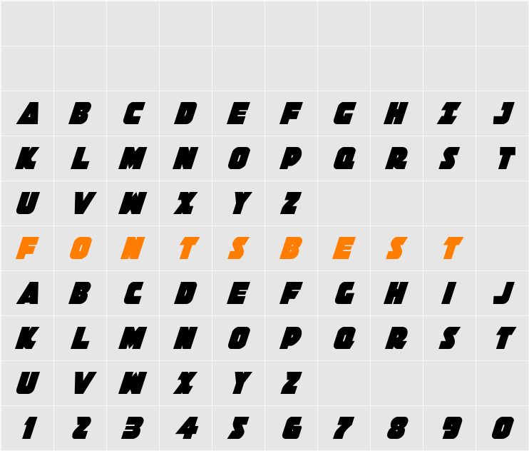 Jedi Special Forces Condensed Italic Character Map