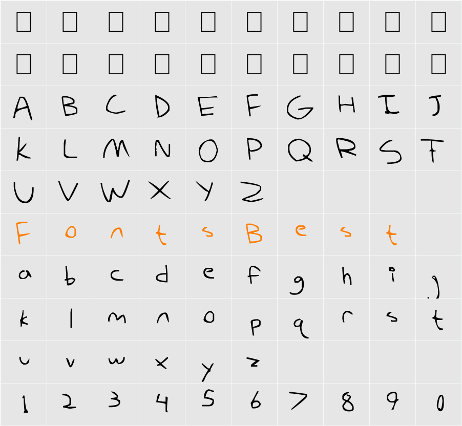 my derp handwriting Character Map