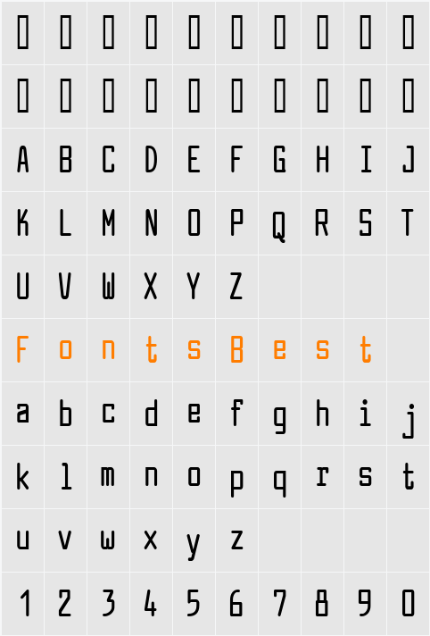 Larabiefont Compressed Character Map