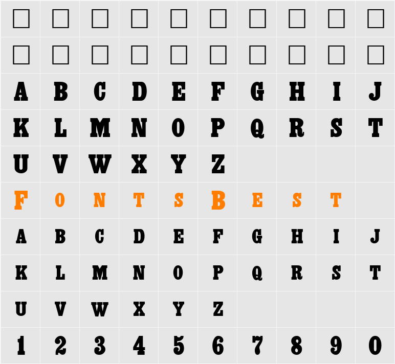 Headliner Character Map