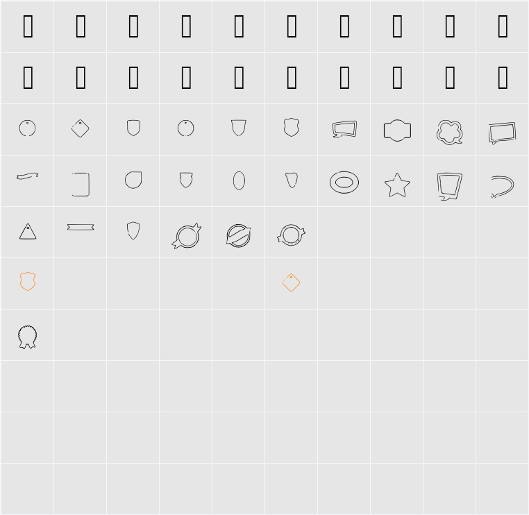 Labels Outline Character Map