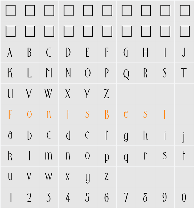 FosterCondensed Character Map