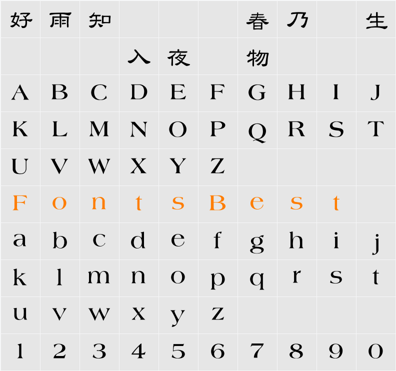 JetLink MediumLisu Character Map