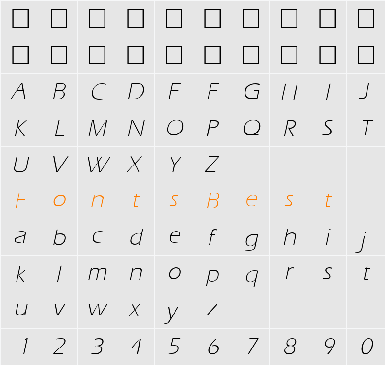 ErgoeLight Character Map
