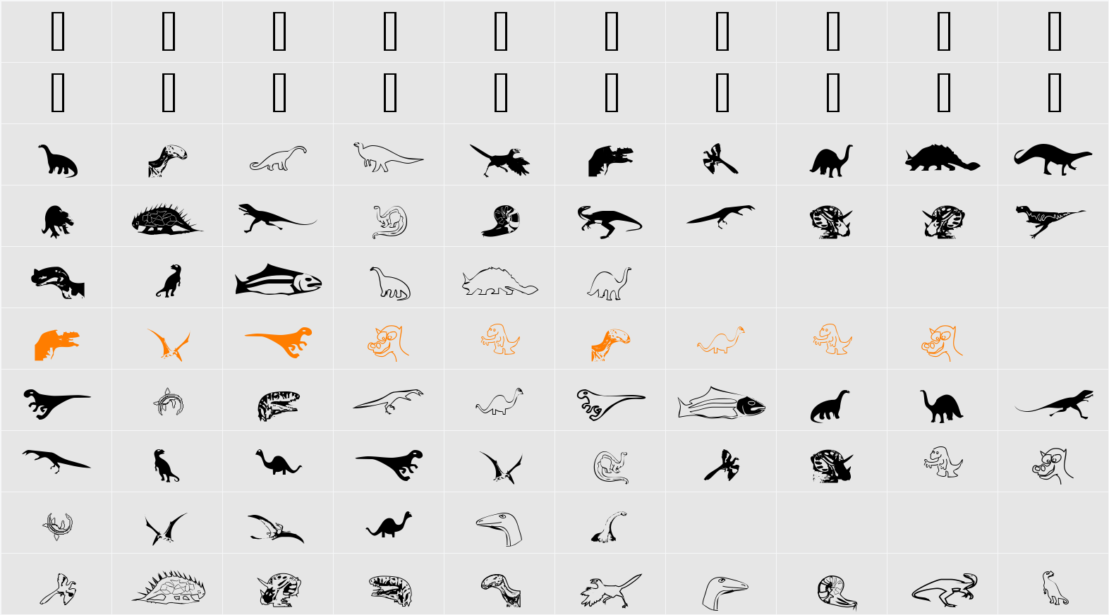DinosoType Character Map