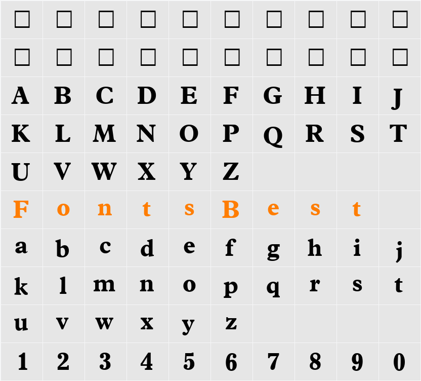 Placid Character Map
