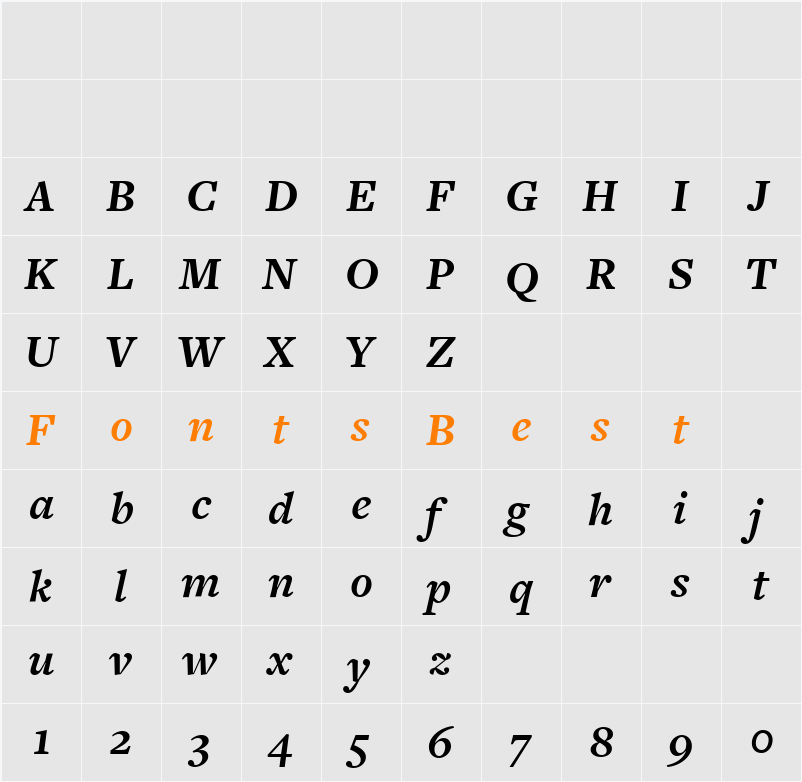 FreightText BoldItalic Character Map
