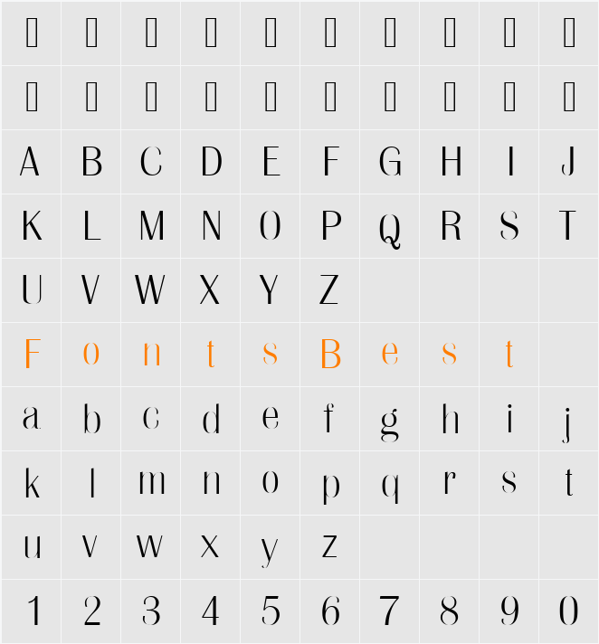 Britannic Becker Ext Light Character Map