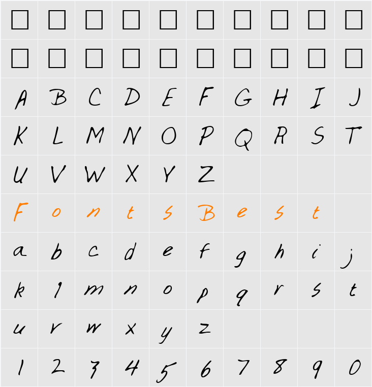 TaylorsHand Character Map