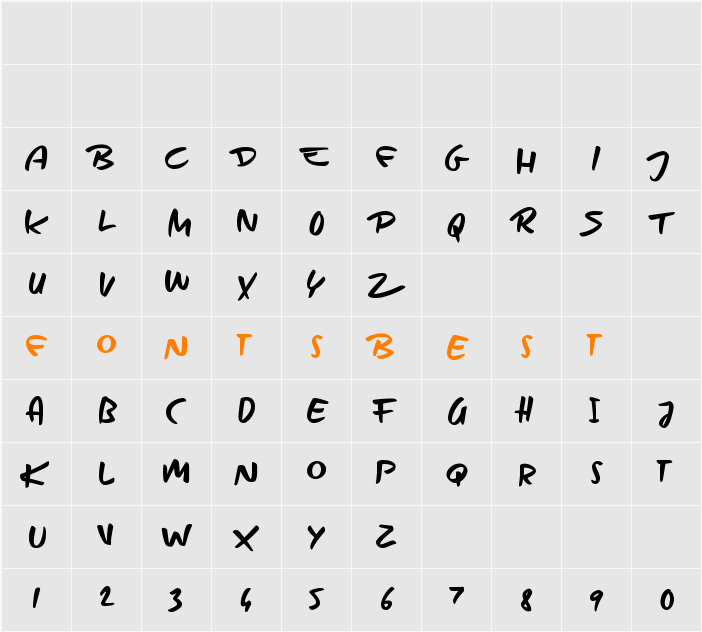 Take it Easy Character Map