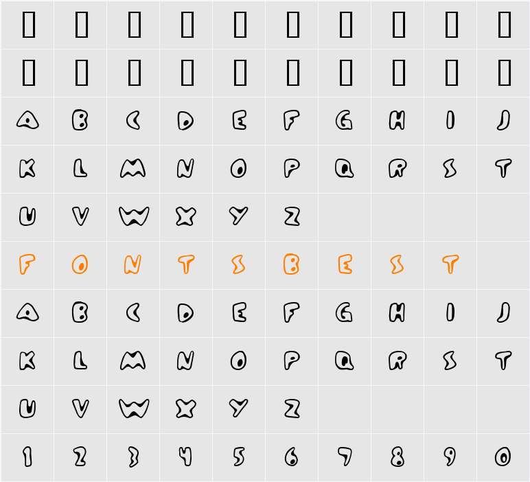 Zinc Boomerang Character Map