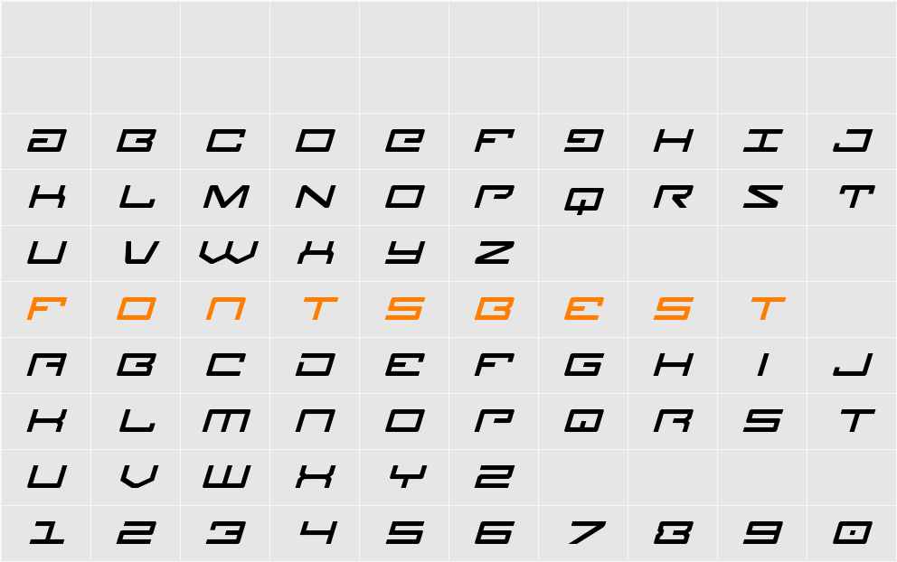 Legion Italic Character Map