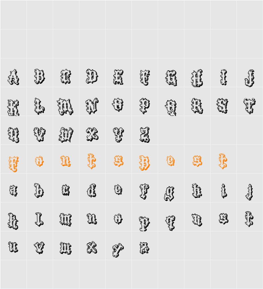 VTKS Tattoo Shadow Character Map