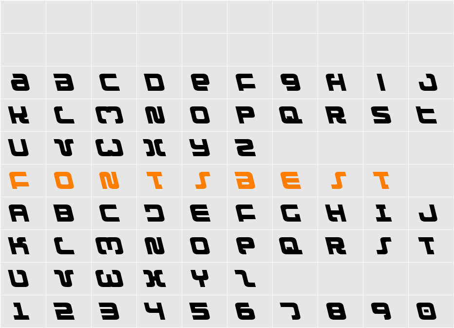 Exedore Leftalic Character Map