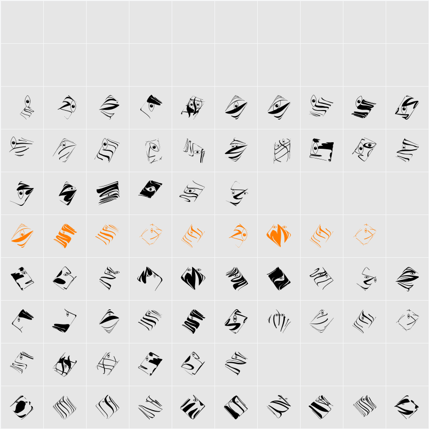 EyesNStrokes Character Map