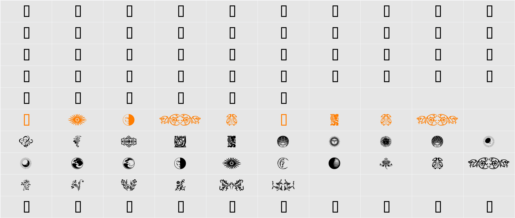 Ornamental Elements II Character Map