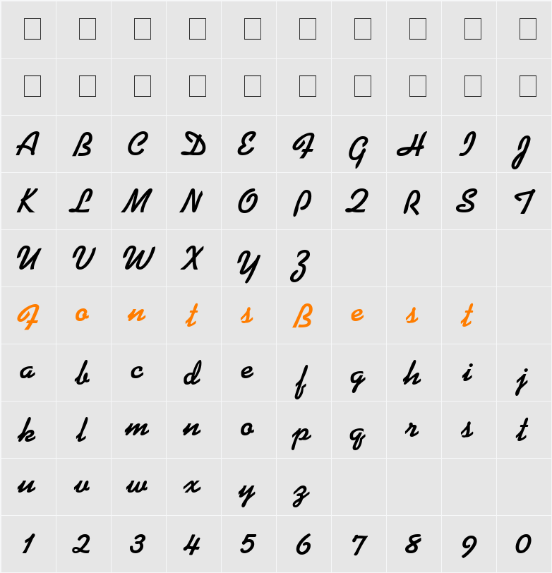 Prose Script SSi Character Map