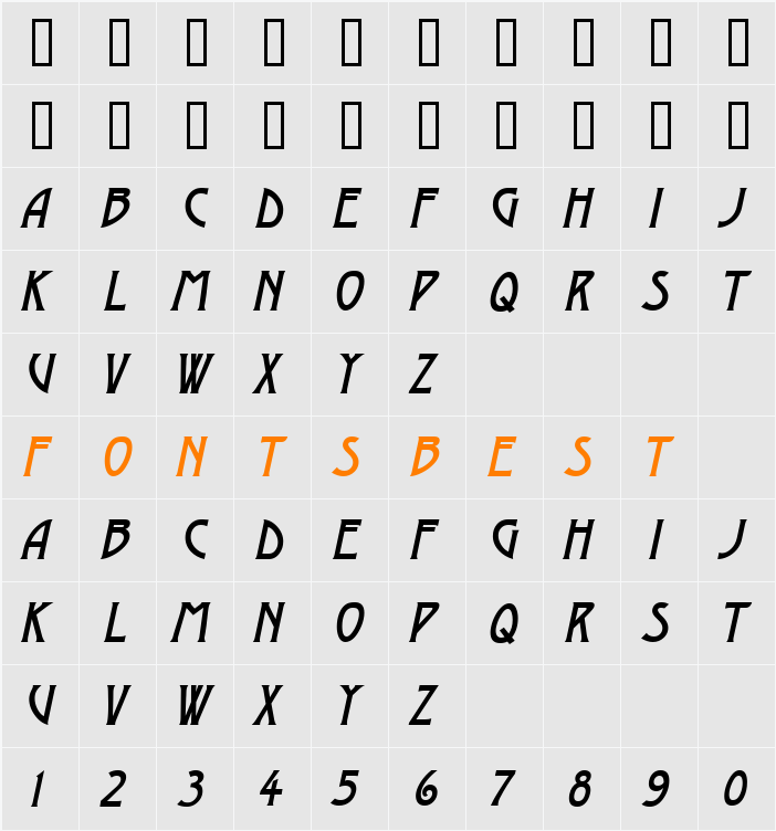 a_Moderno Character Map