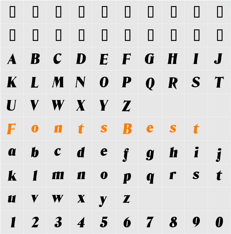 KazanDisplaySSi Character Map