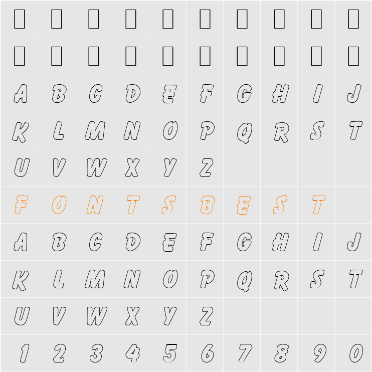 ElizabethBeckerOutline Character Map