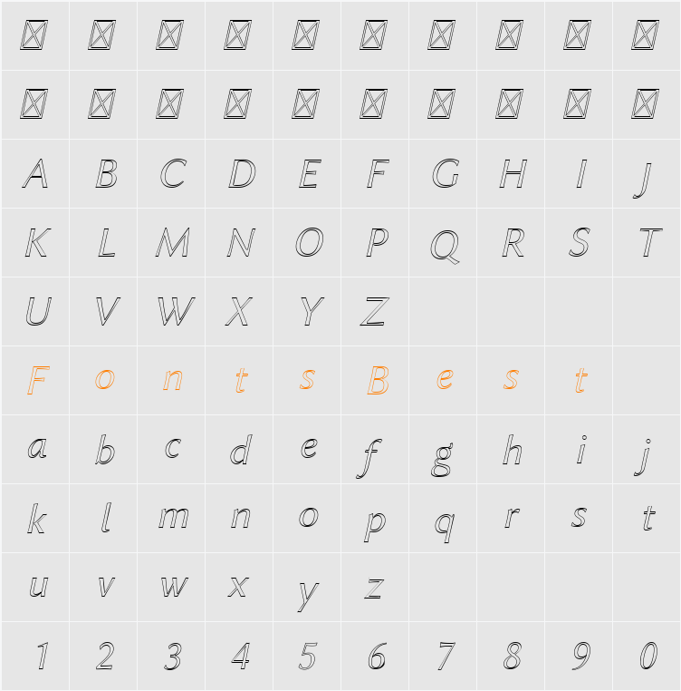 Linux Biolinum Outline Character Map