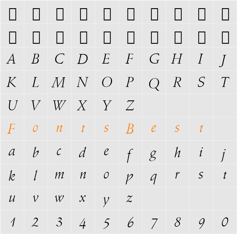 Schneidler BT Character Map