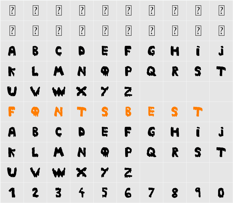 Ebola Font Character Map
