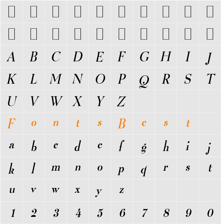 Luciano-Condensed Character Map