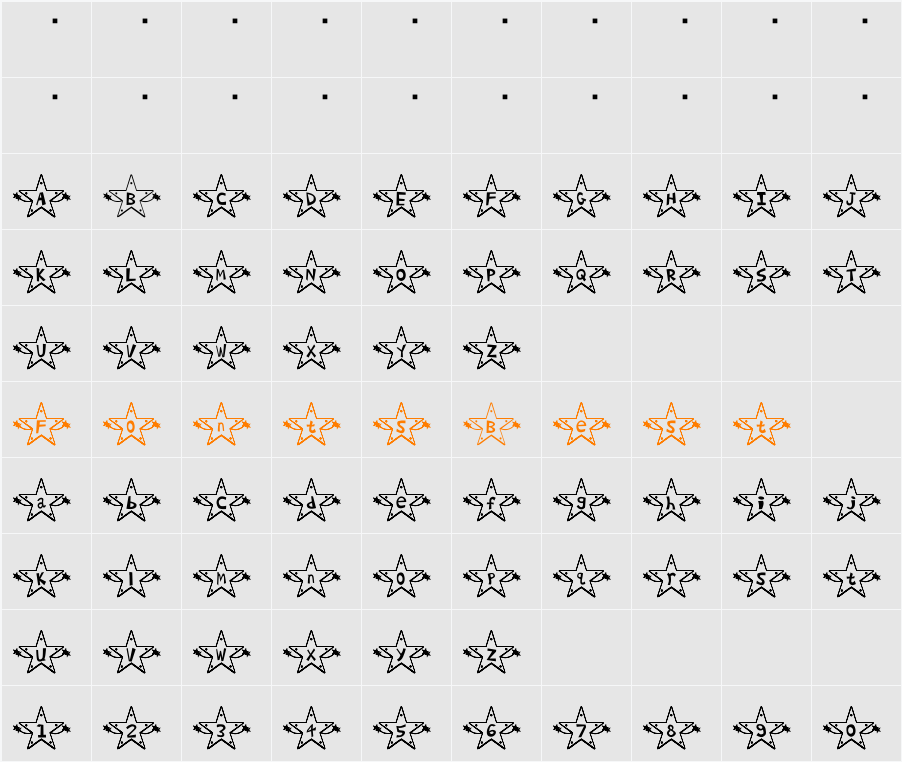 Hoshi Font Character Map