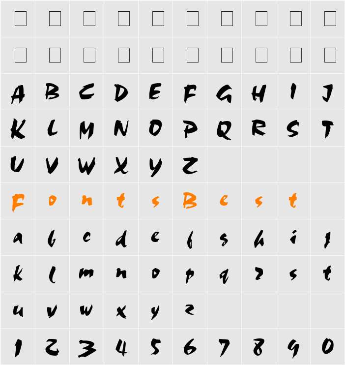 Olivia Brush Character Map