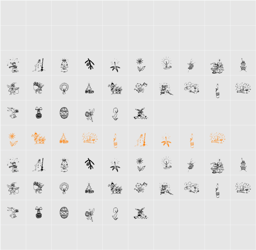 Typographers Holidayfont Character Map
