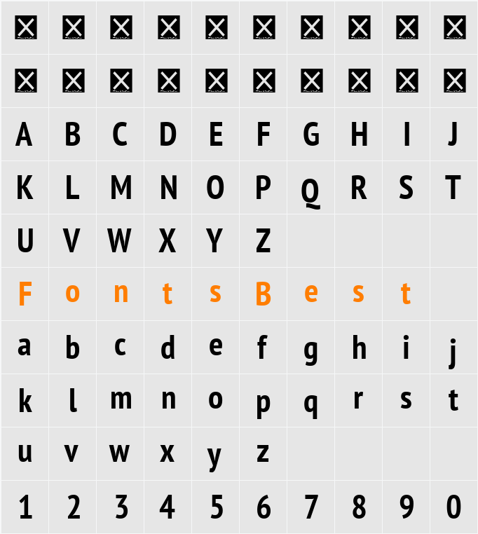 PT Sans Narrow Character Map