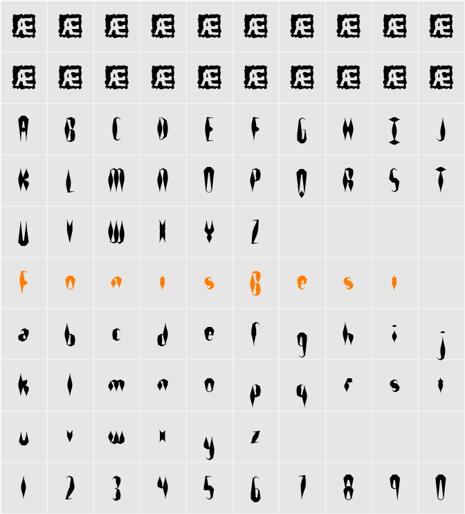 Quill Experimental S BRK Character Map