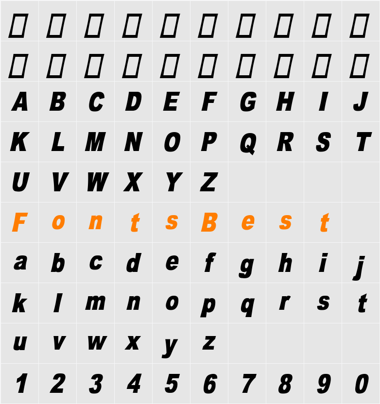 OMNIBLACK Character Map