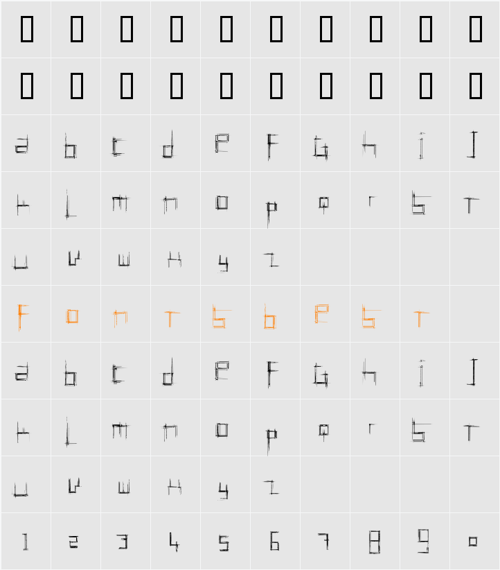 Bruised Character Map