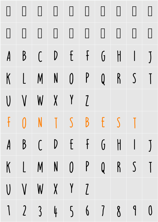 LIGHTWEIGHT SERIF Character Map