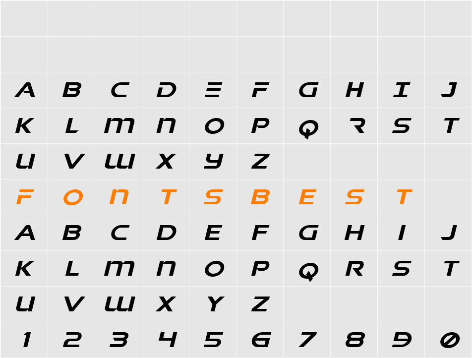 Singapore Sling Expanded Italic Character Map