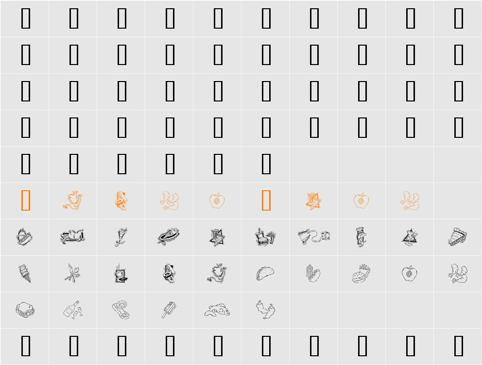 GE Deco Foods Character Map