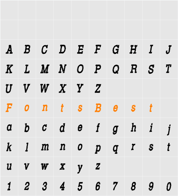 Rowdy Typemachine Character Map