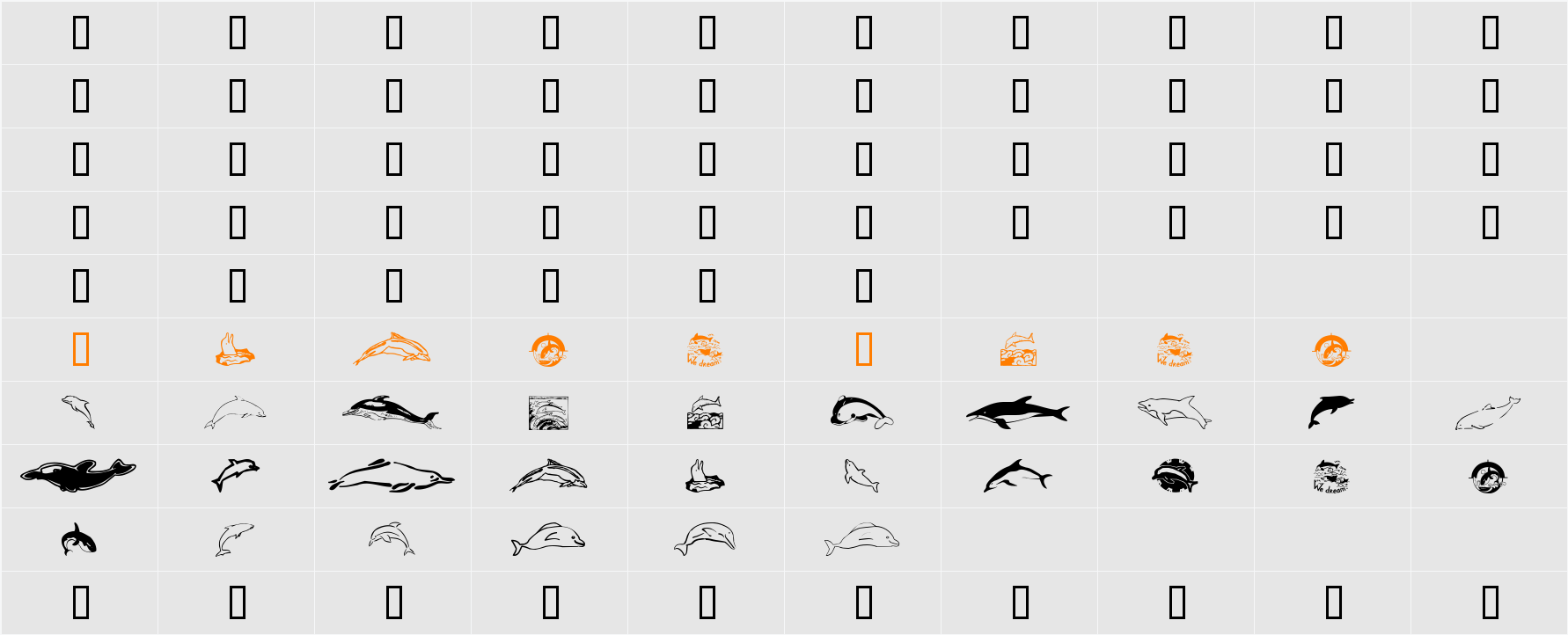 Dolphins Character Map