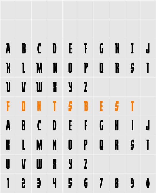 Prowler Condensed Character Map