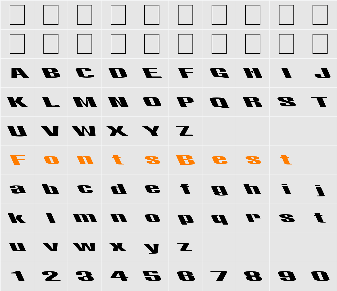 FZ BASIC 9 LEFTY Character Map
