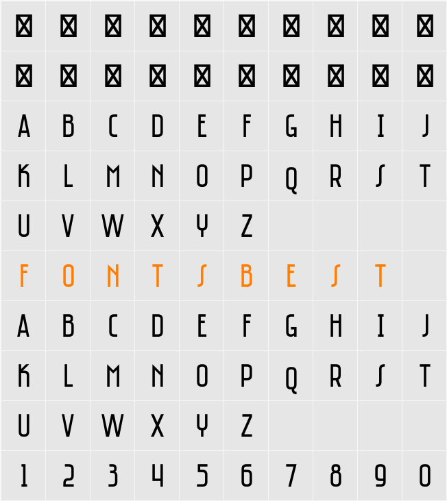Saniretro Character Map