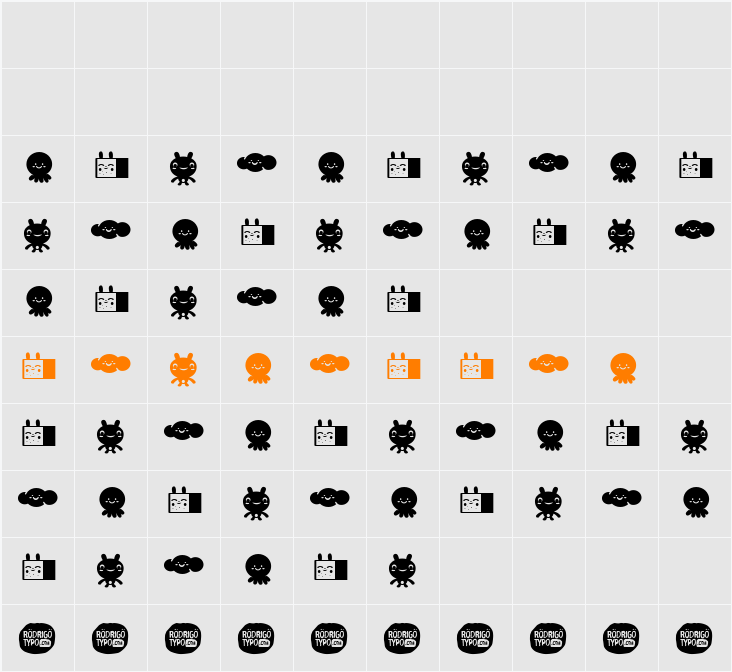La Mona Pro DingbatKawaii Character Map
