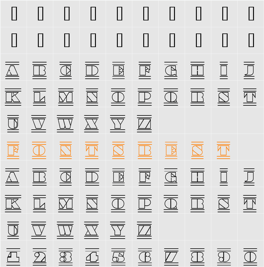 a_BraggaTitulOtlDcFr Character Map