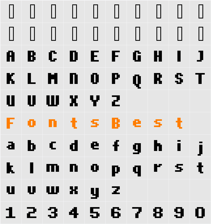 FFF Aquarius Bold Condensed Character Map