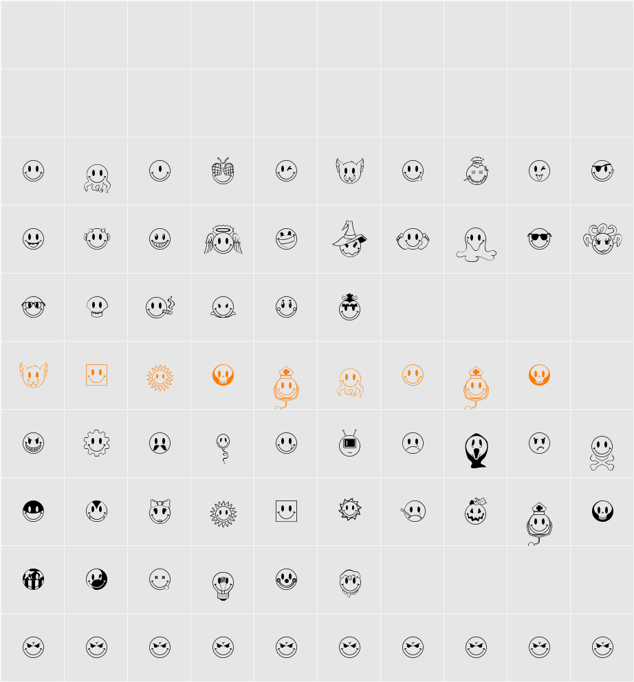 JLS Smiles Sampler Character Map